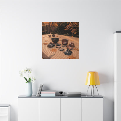 Golden Hour Tea Ceremony Canvas Art - Kintsugi Shibui