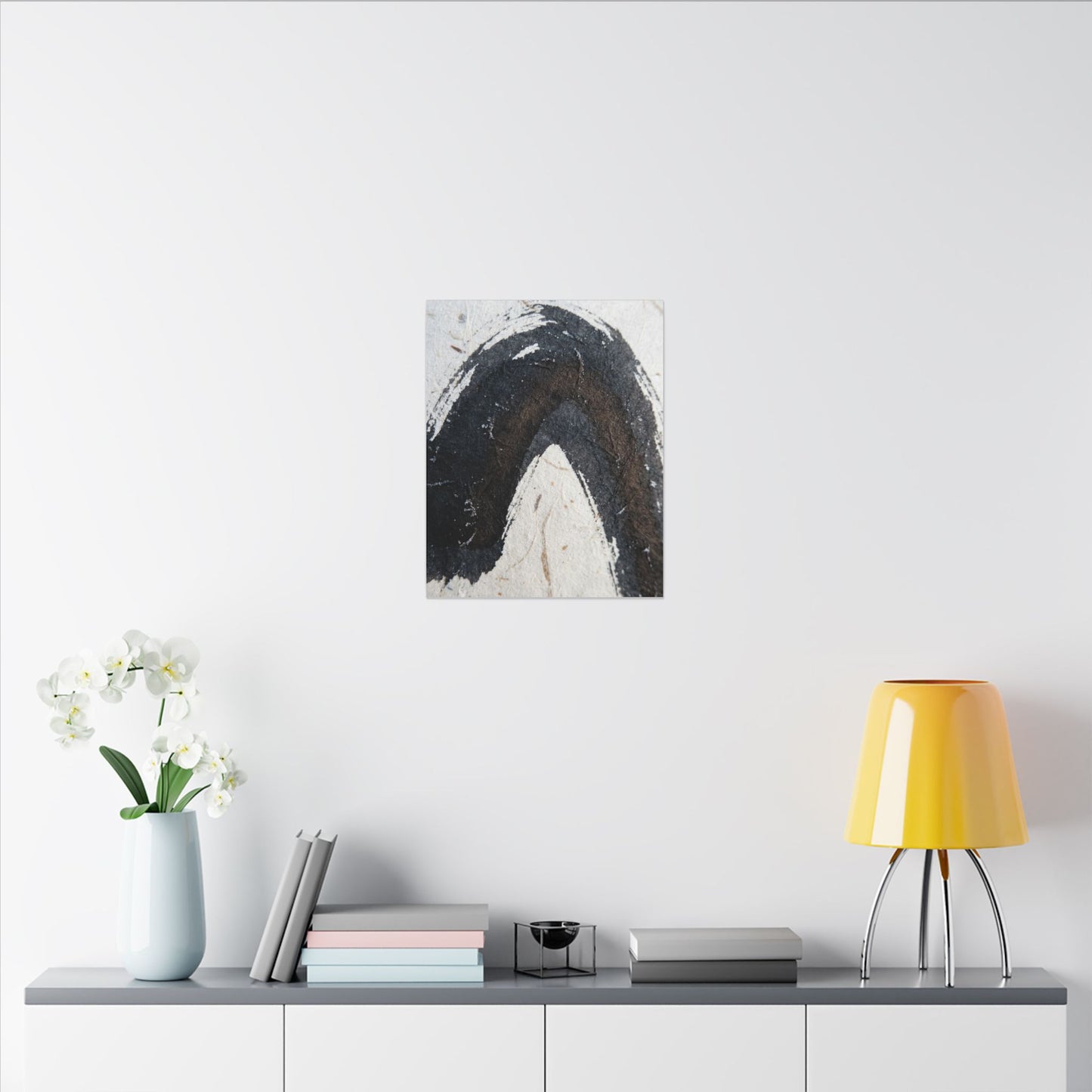 Moody Ink Brushstroke Canvas Art - Moody Minimal Dark Japandi