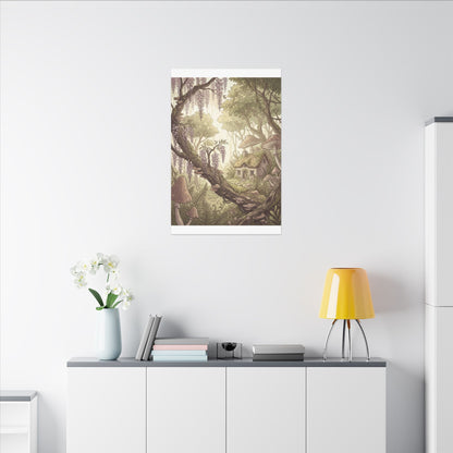 Summer Wisteria Mushroom Illustration Canvas Art | Enchanting Decor