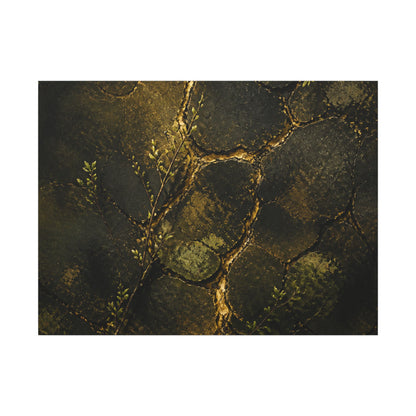Shibui Cracked Earth Canvas Art - Dark Japandi Dark Texture