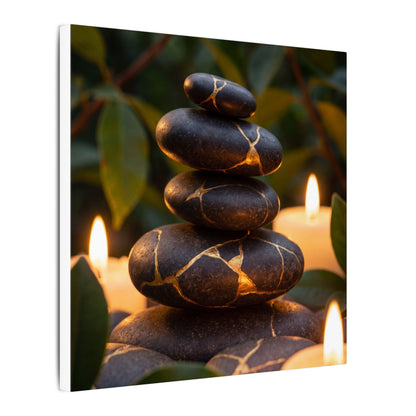 Summer River Stones Gold Vein Canvas Art | Philosophical Decor