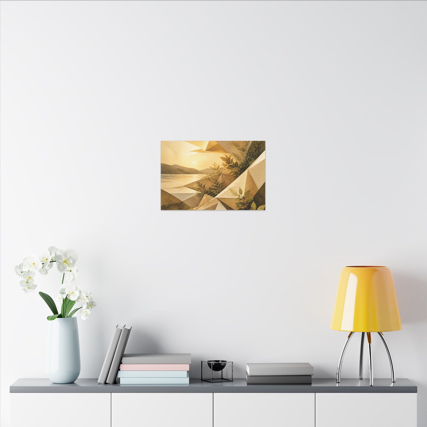 Golden Hour Paper Fold Canvas Art - Japandi Ma