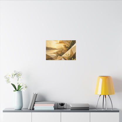 Golden Hour Paper Fold Canvas Art - Japandi Ma