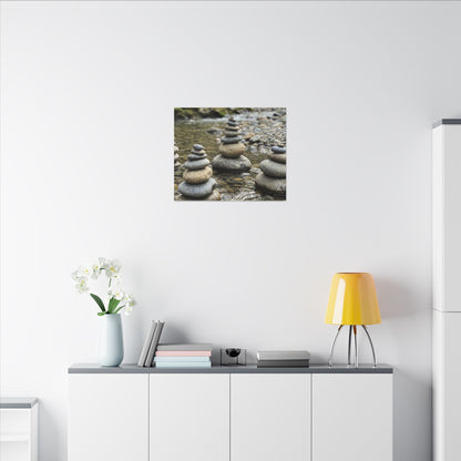 Zen River Stones in Dawn | Karesansui Canvas Art