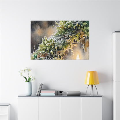 Winter Moss Close Up Watercolor Canvas Art | Neutral Decor
