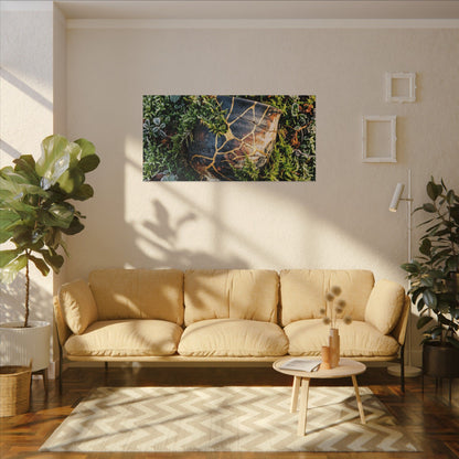 Artful Moss Close Up Canvas Art - Gold Repair Kintsugi