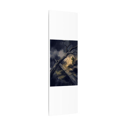 Dark Japandi Moonlit Garden in Golden Hour | Charcoal Ink Canvas Art