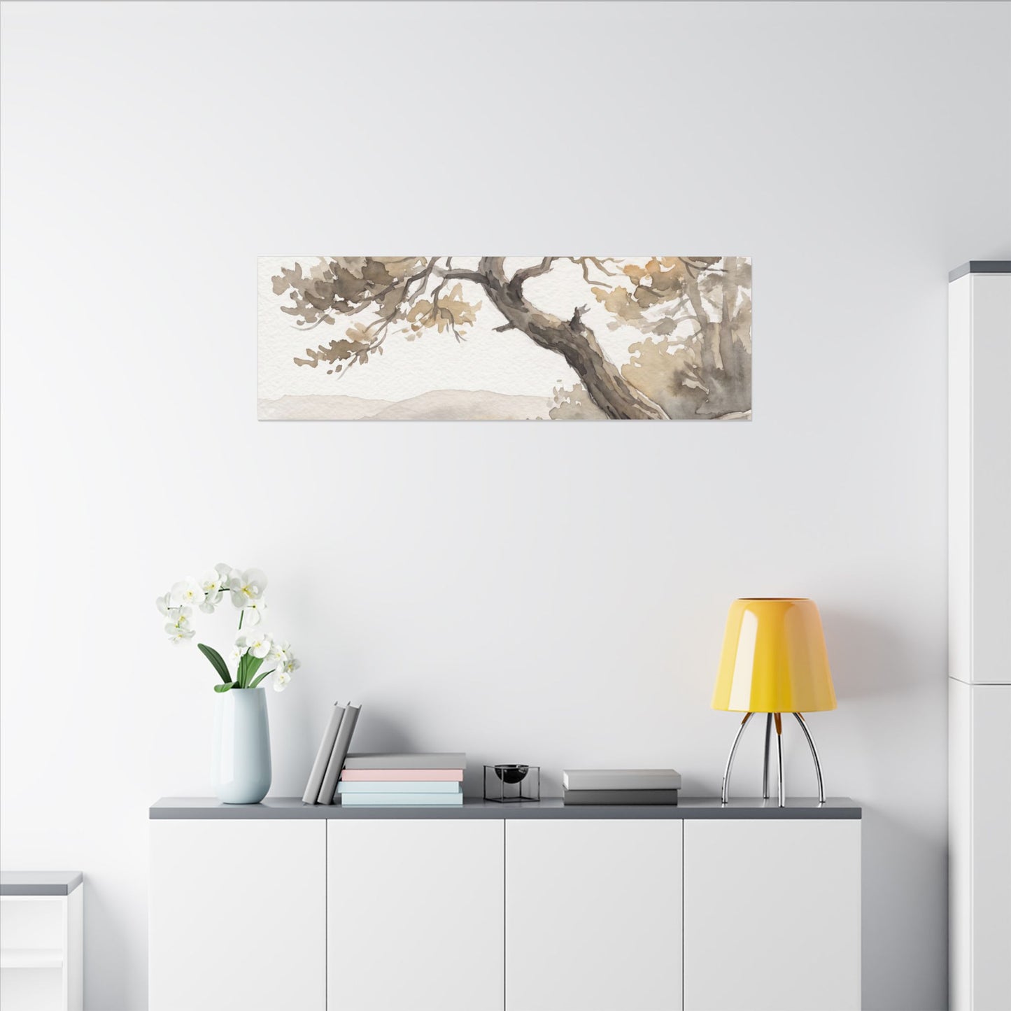 Pine Tree Watercolor Canvas Art | Elegant Japandi Art