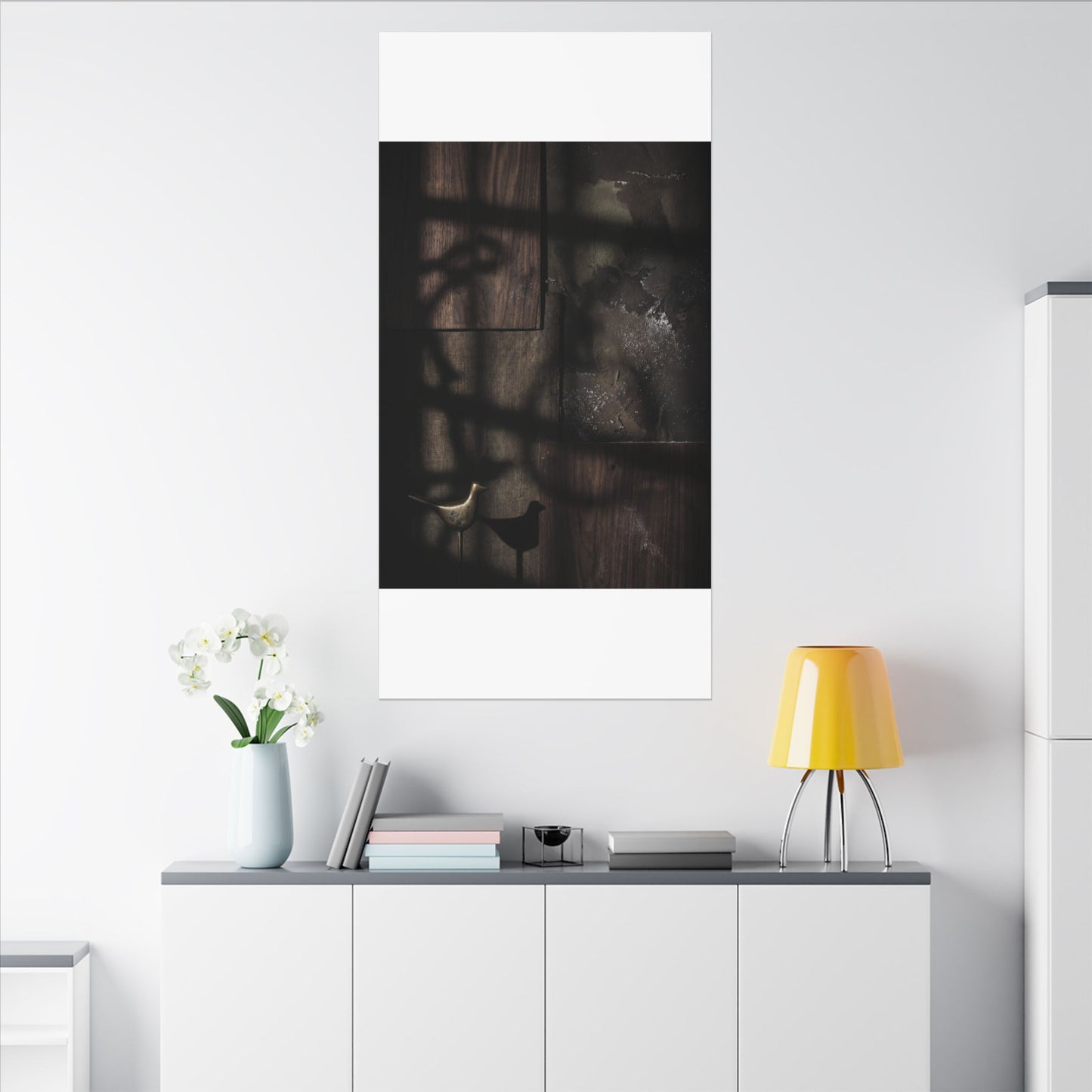 Dark Japandi Shadow Play in Candlelight | Dark Texture Canvas Art