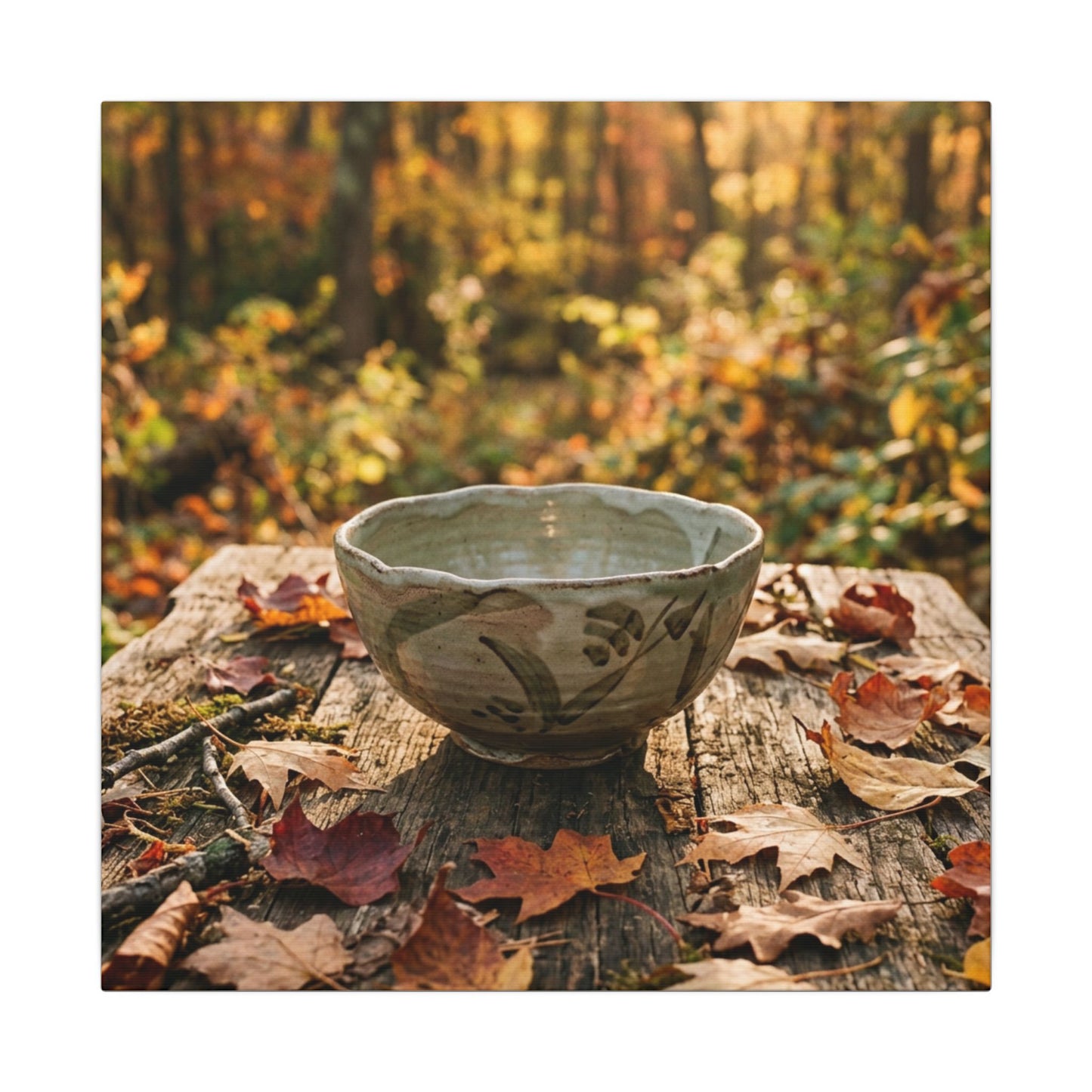 Golden Hour Ceramic Bowl Canvas Art - Japandi Fukinsei