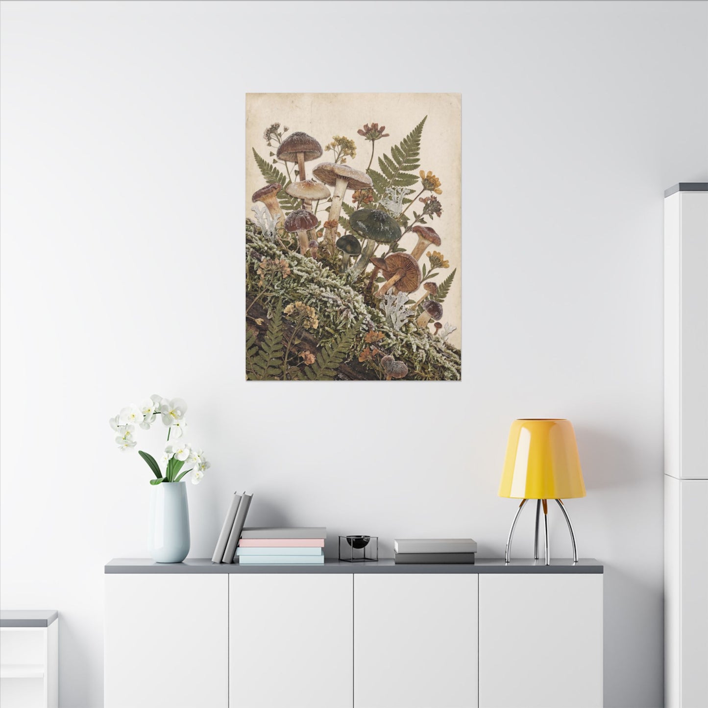 Winter Wild Mushrooms Herbarium Canvas Art | Enchanting Decor