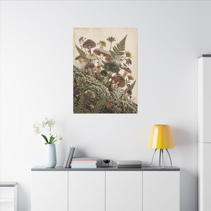 Winter Wild Mushrooms Herbarium Canvas Art | Enchanting Decor