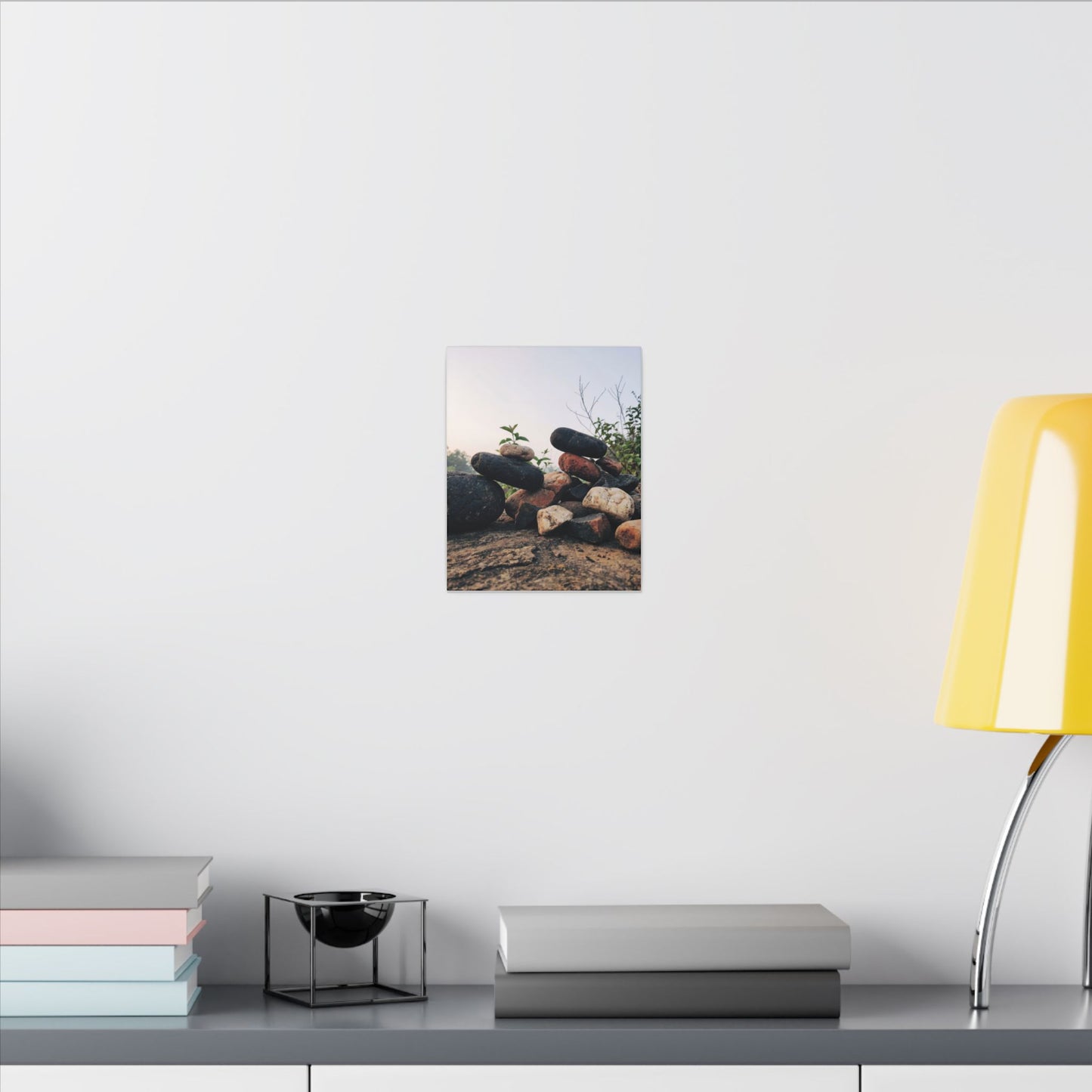 River Stones Canvas Art | Spring Kintsugi Broken Beauty Art