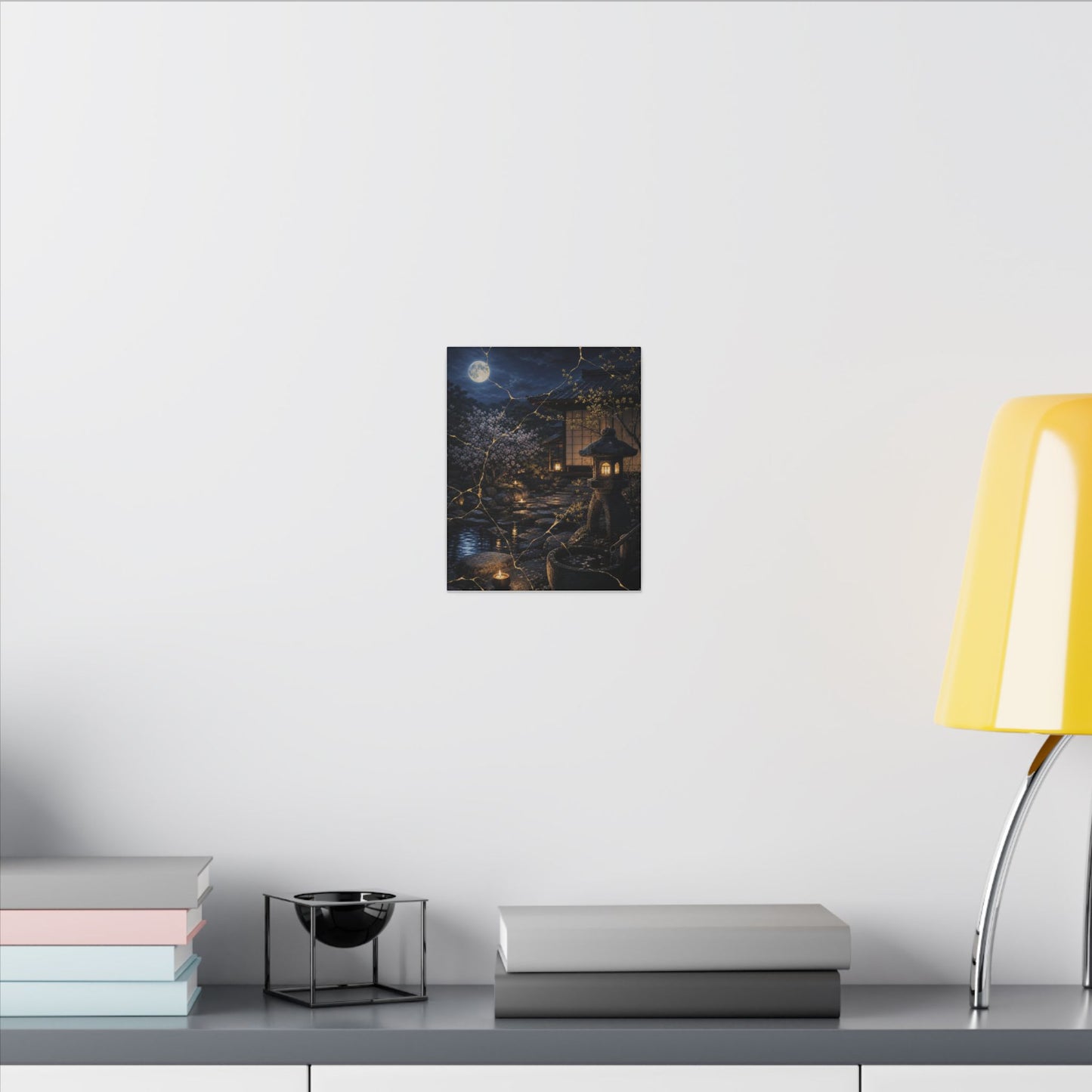 Seijaku Moonlit Garden Canvas Art - Kintsugi Gold Vein