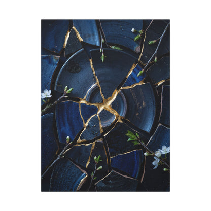 Moonlight Broken Pottery Canvas Art - Kintsugi Fukinsei