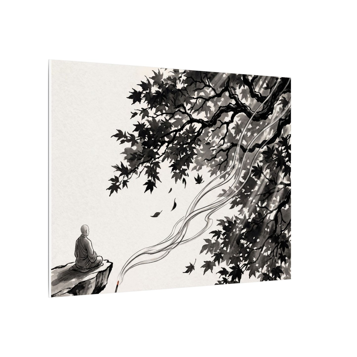 Serene Incense Smoke Canvas Art - Ukiyo E Inspired Zen