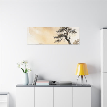 Pine Tree Canvas Art | Winter Japandi Watercolor Art