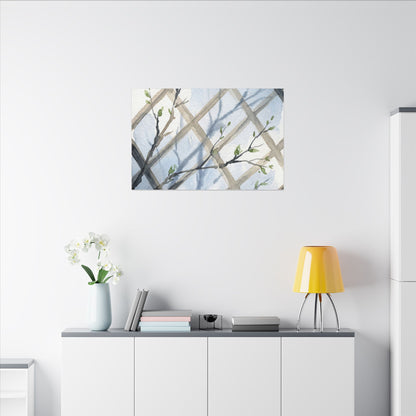 Shoji Screen Canvas Art | Spring Japandi Watercolor Art