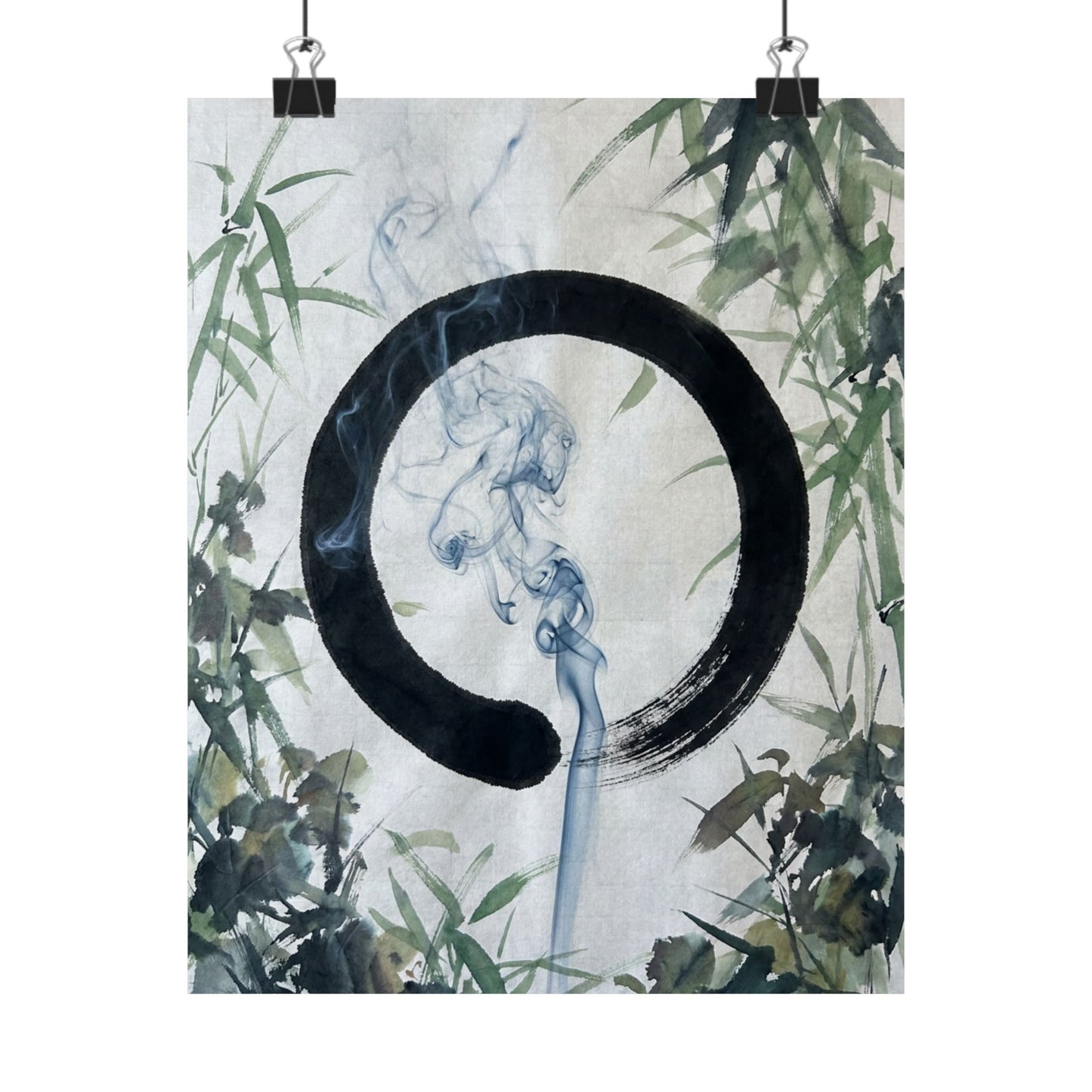 Moonlight Incense Smoke Wall Art Print - Zen Mono No Aware