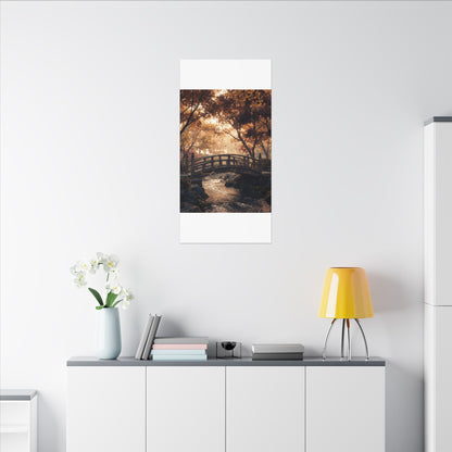 Autumn Wooden Bridge Gold Vein Canvas Art | Resilient Decor