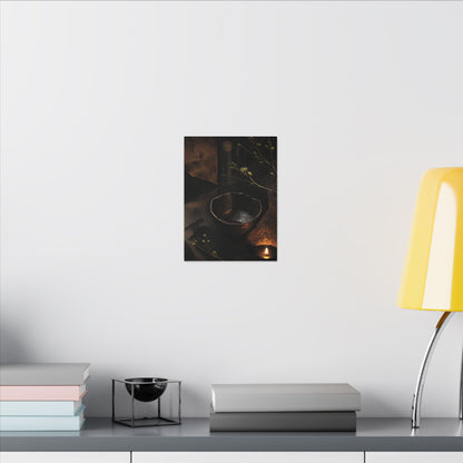 Atmospheric Ceramic Bowl Canvas Art - Shadow Zen Dark Japandi