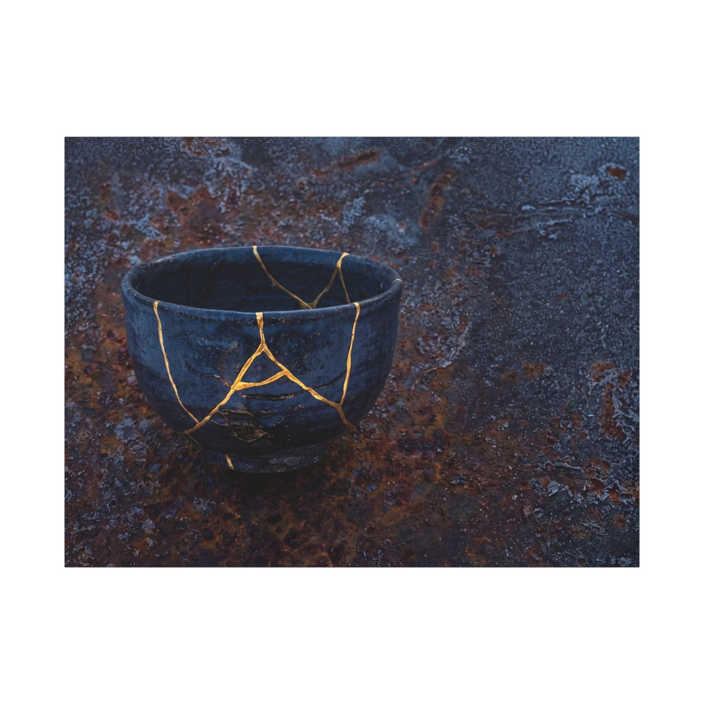 Rust Patina Winter Canvas Art | Kintsugi Healing Design