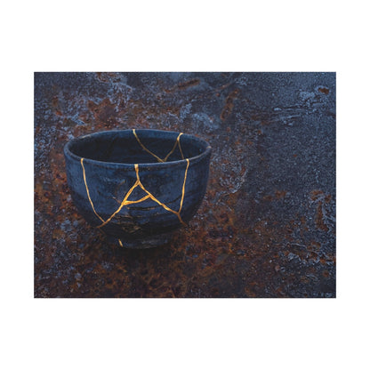 Rust Patina Winter Canvas Art | Kintsugi Healing Design