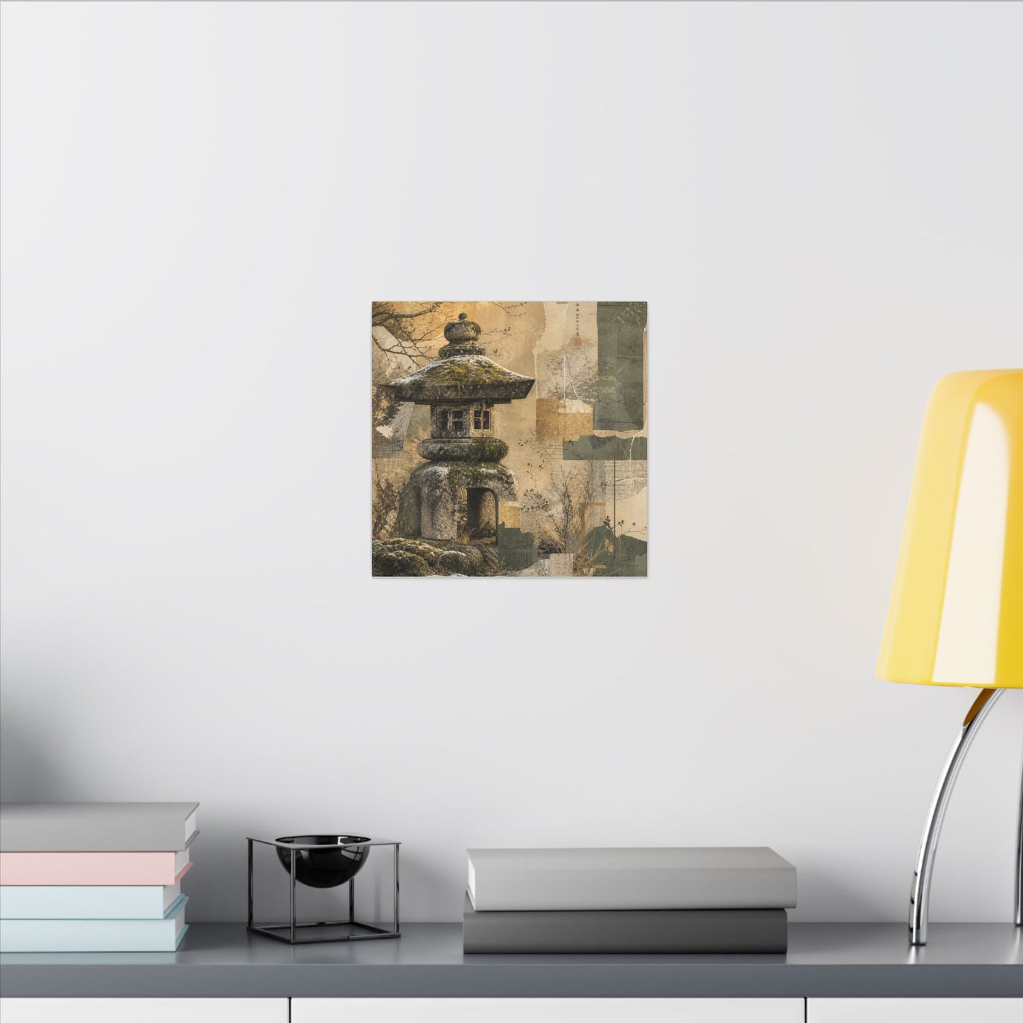 Elegant Stone Lantern Canvas Art - Texture Japandi