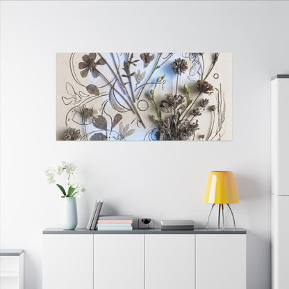 Dried Flowers Minimal Line Canvas Art | Elegant Japandi Art