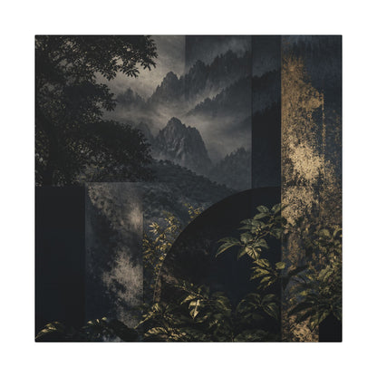 Mountain Mist Summer Canvas Art | Dark Japandi Atmospheric Design