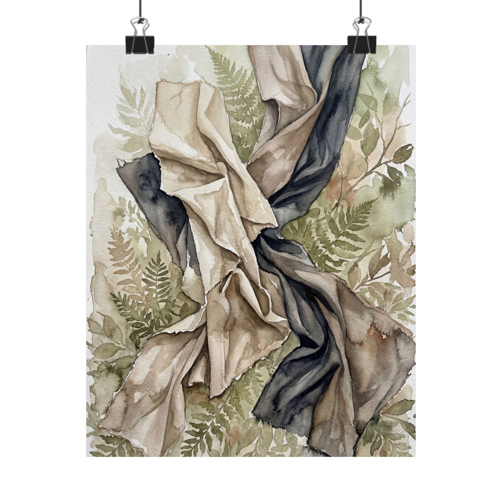 Kanso Silk Drape Wall Art Print - Japandi Watercolor Art Print