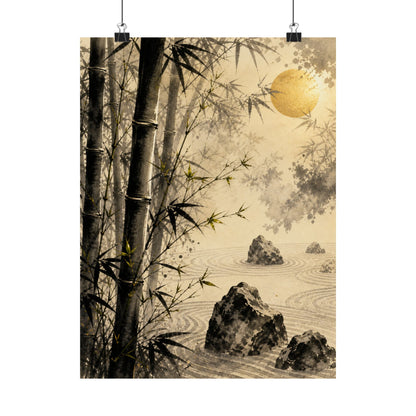 Contemplative Bamboo Grove Wall Art Print - Karesansui Zen