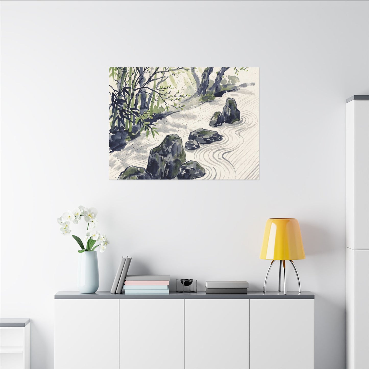 Dappled Rock Garden Canvas Art - Zen Mono No Aware