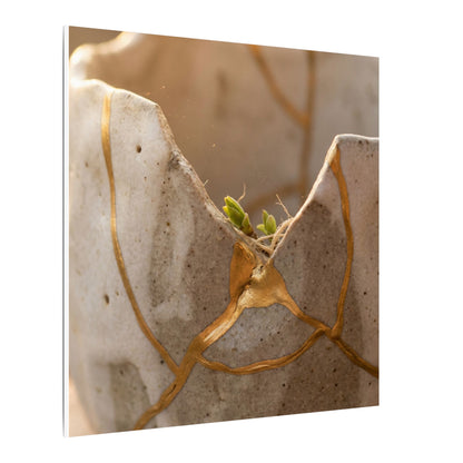 Golden Hour Broken Pottery Canvas Art - Japandi Kanso