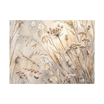 Winter Dried Flowers Watercolor Canvas Art | Warm Decor