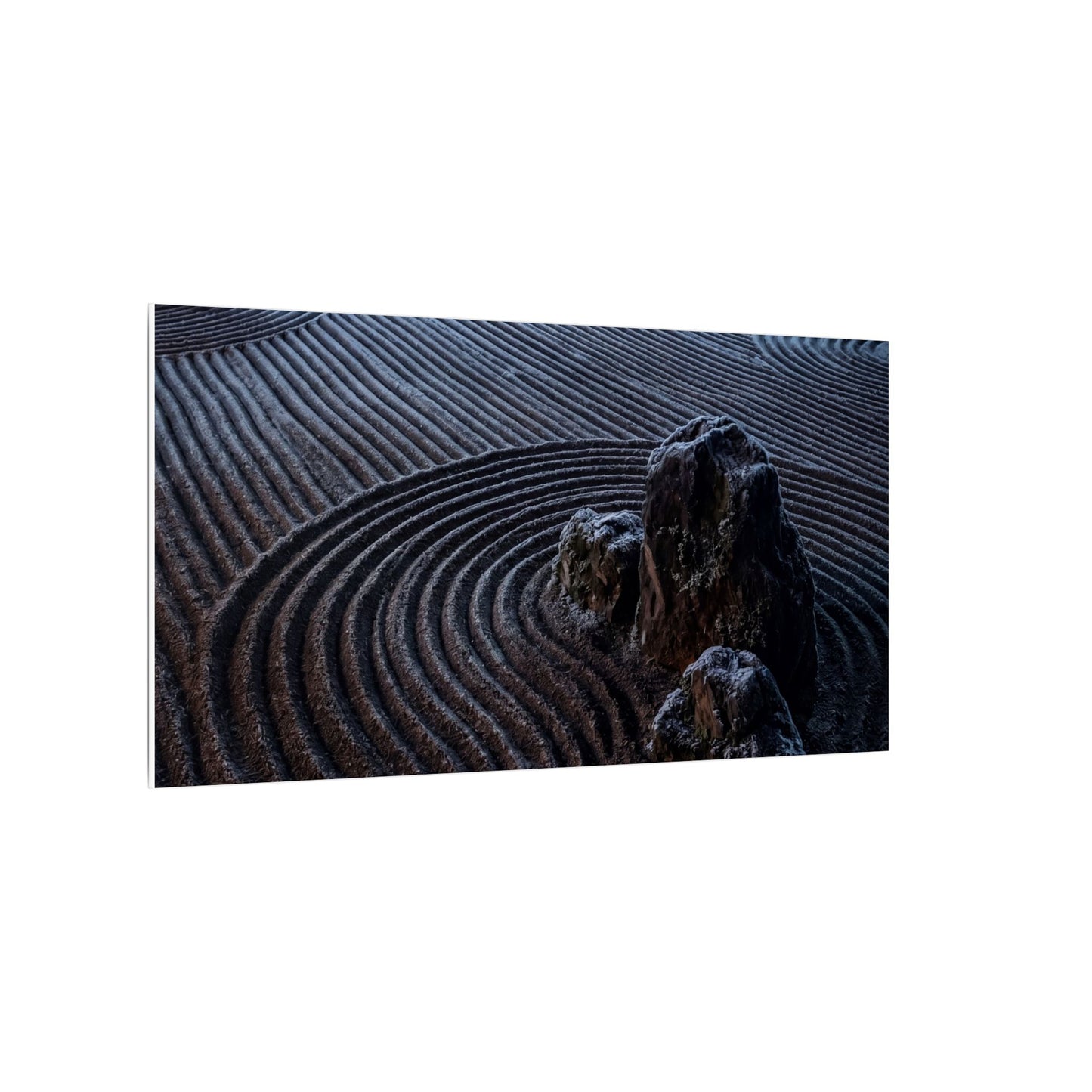Moonlight Rock Garden Canvas Art - Dark Japandi Seijaku