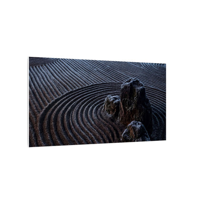 Moonlight Rock Garden Canvas Art - Dark Japandi Seijaku