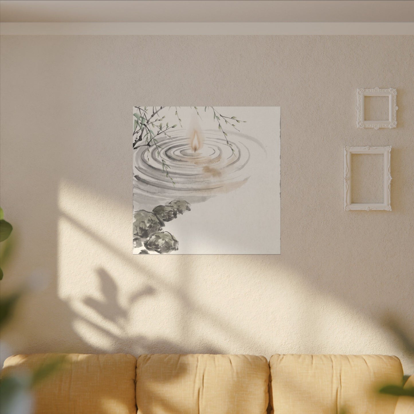 Water Ripple Sumi E Canvas Art | Tranquil Zen Art