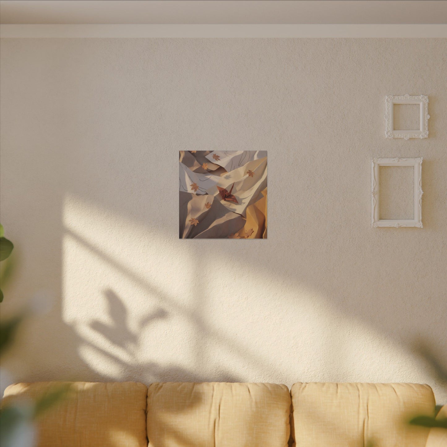 Autumn Paper Fold Minimal Line Canvas Art | Cozy Decor