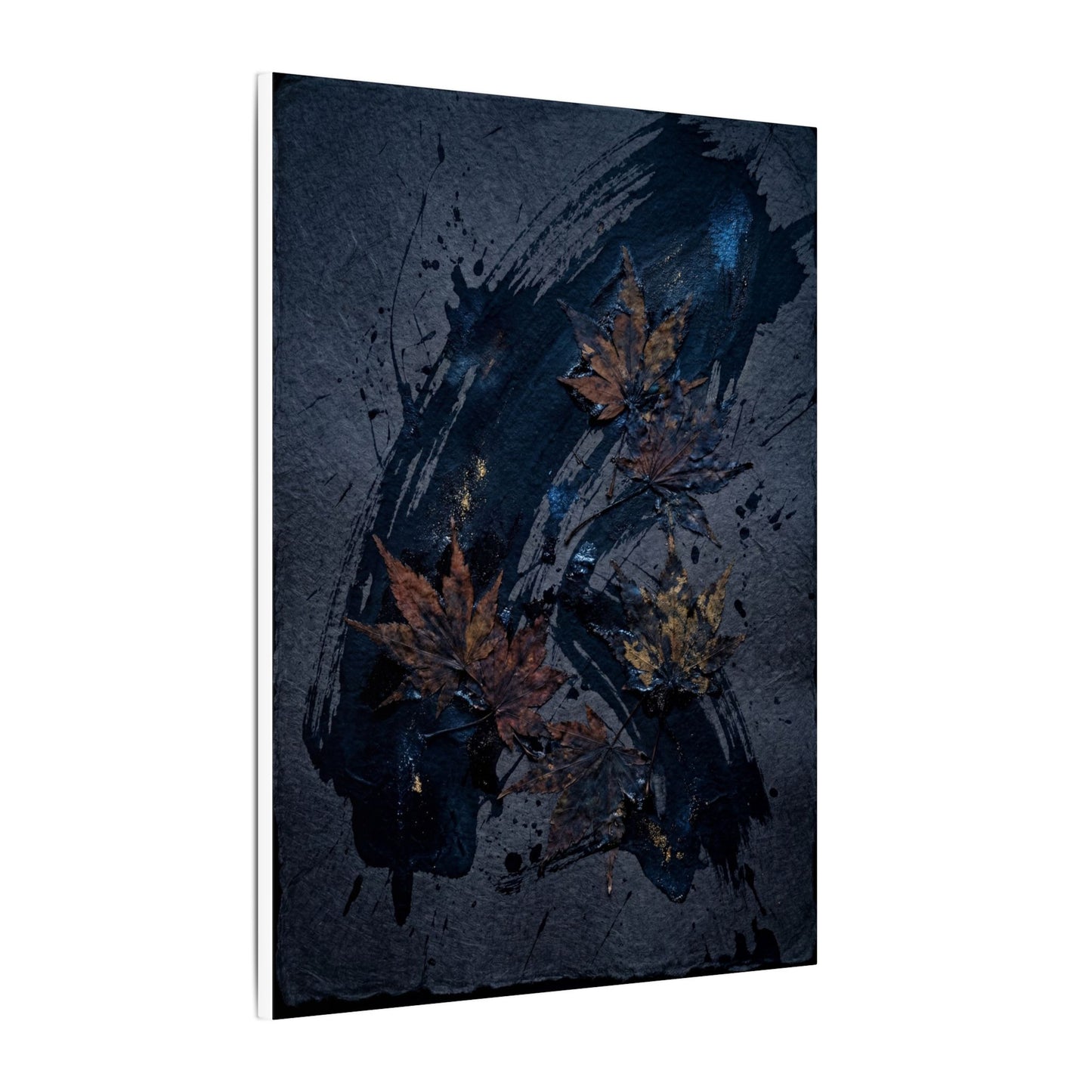 Sophisticated Ink Brushstroke Canvas Art - Dark Texture Dark Japandi