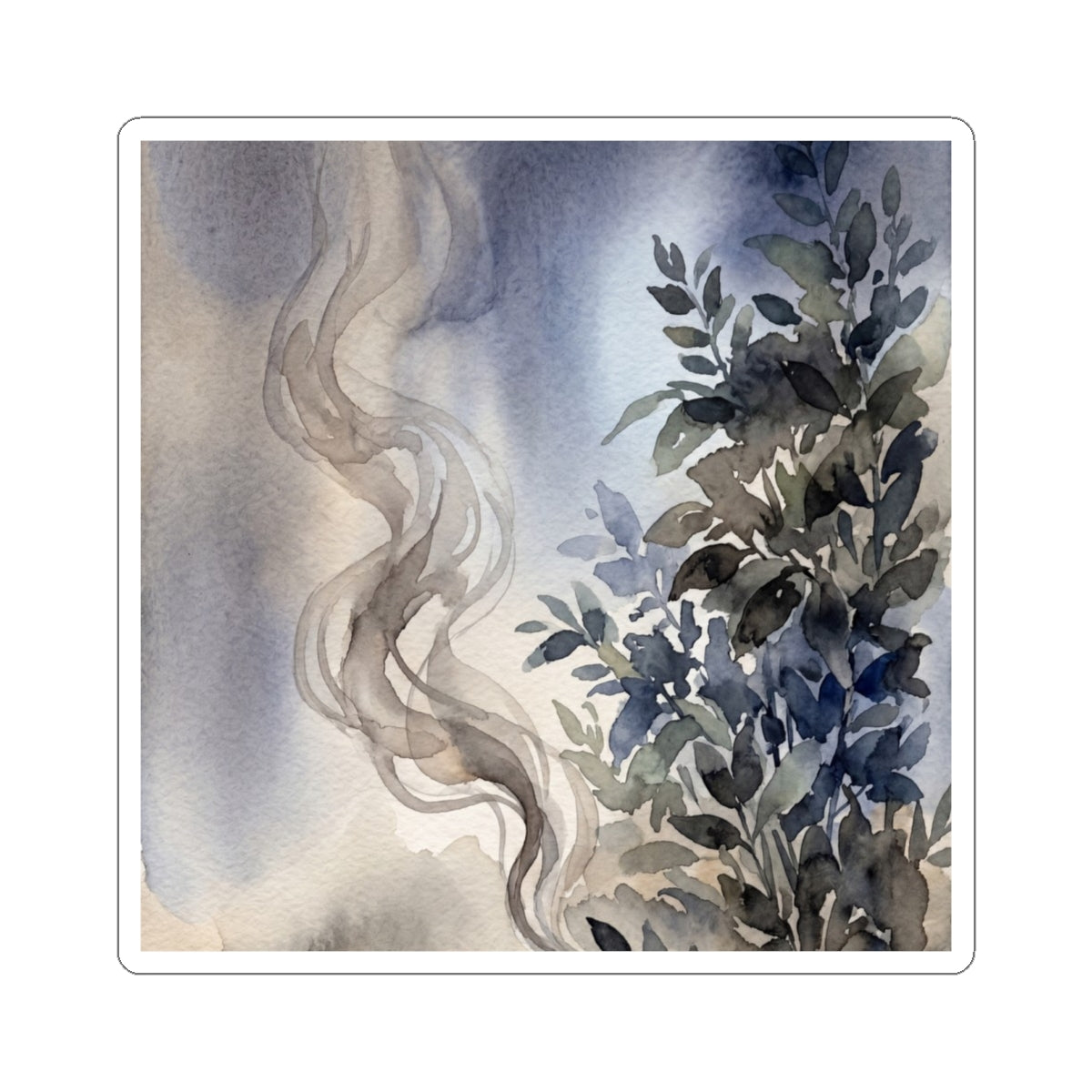Incense Smoke Watercolor Sticker | Warm Japandi Art