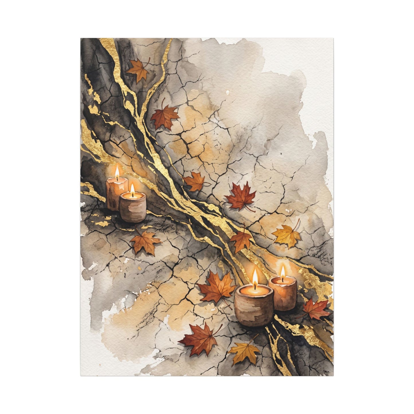 Cracked Earth Autumn Canvas Art | Japandi Warm Design