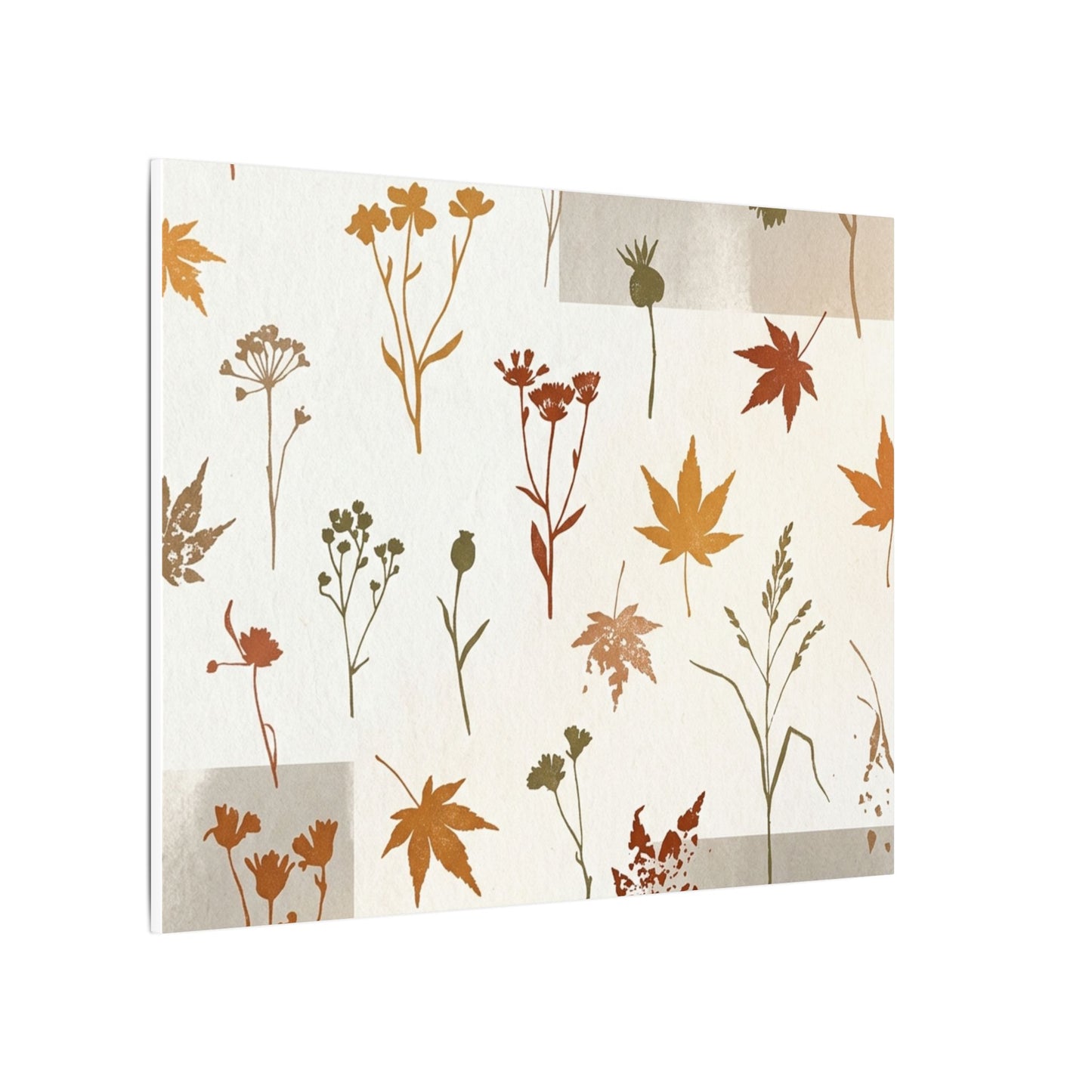 Autumn Dried Flowers Japanese Pattern Canvas Art | Elegant Decor