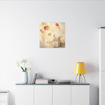 Japandi Paper Fold in Golden Hour | Watercolor Canvas Art