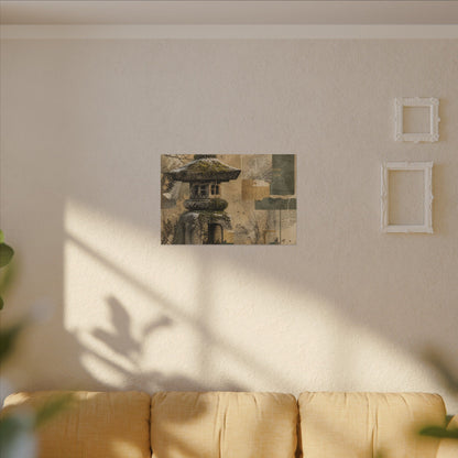 Elegant Stone Lantern Canvas Art - Texture Japandi