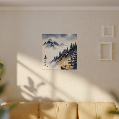 Mountain Mist Canvas Art | Winter Zen Ukiyo E Inspired Art