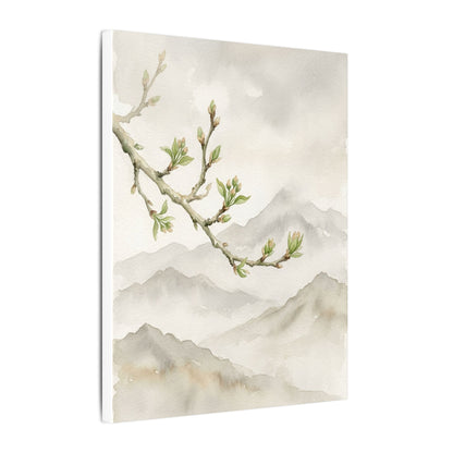 Spring Mountain Mist Watercolor Canvas Art | Cozy Decor