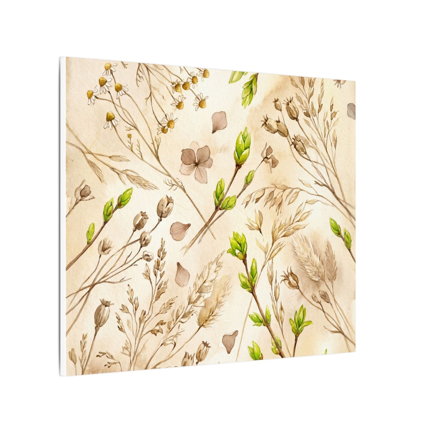 Spring Dried Flowers Watercolor Canvas Art | Earthy Decor