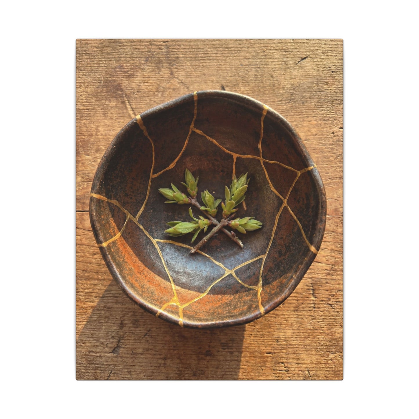 Ceramic Bowl Gold Repair Canvas Art | Resilient Kintsugi Art