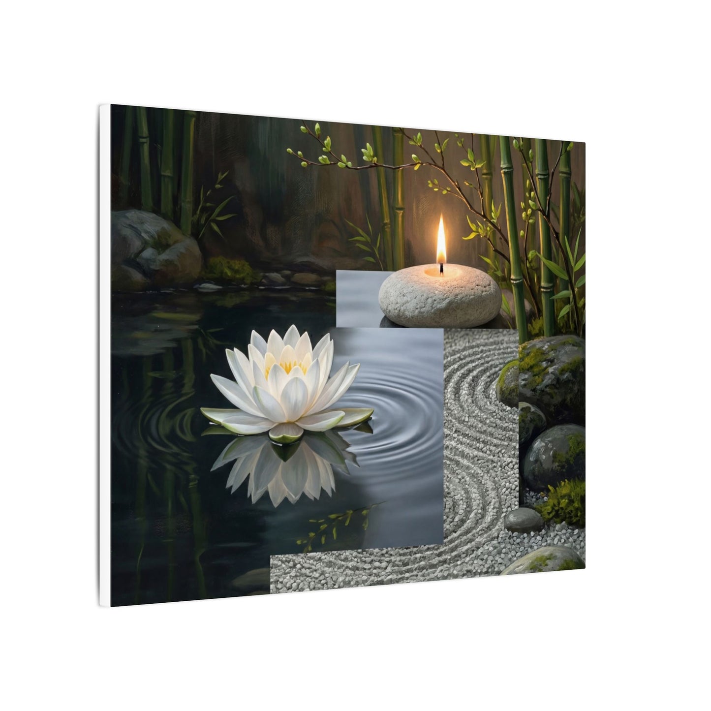 Candlelight Lotus Flower Canvas Art - Zen Kanso
